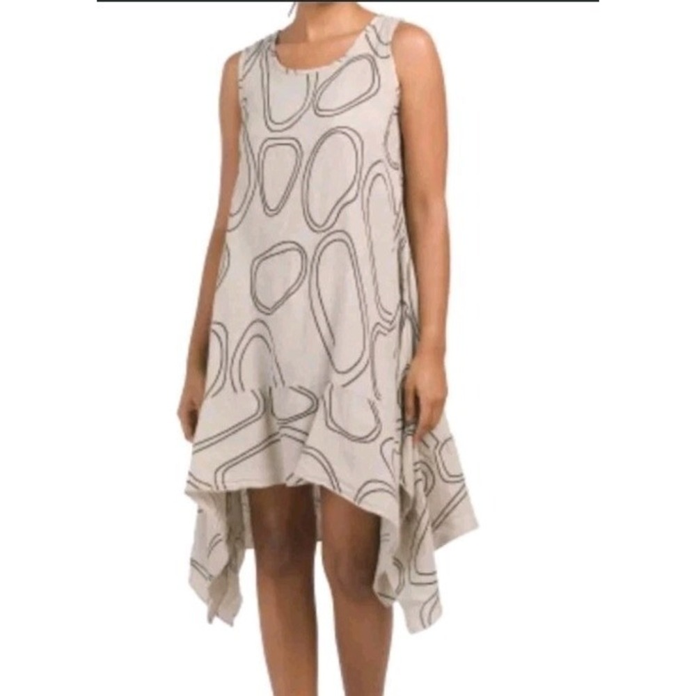 Cristina Vergan Italian Linen Assymetric Oversize Midi Shift Dress Size S